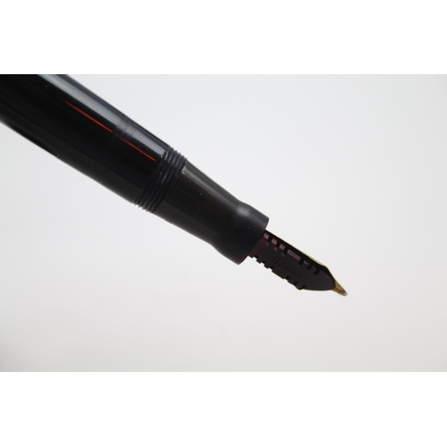 430 - Vintage MABIE TODD Swan Self Filler Calligraph Black Fountain Pen w/ 14ct Nib