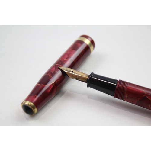 432 - Vintage CONWAY STEWART 85L Burgundy Fountain Pen w/ 14ct Gold Nib WRITING