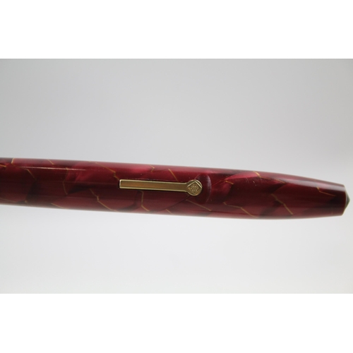 432 - Vintage CONWAY STEWART 85L Burgundy Fountain Pen w/ 14ct Gold Nib WRITING