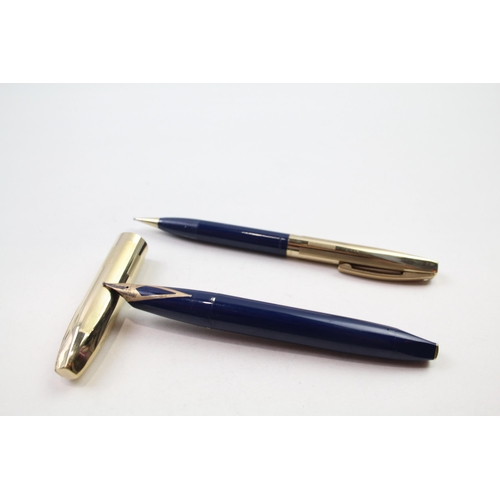 438 - Vintage SHEAFFER PFM Pen For Men Navy Fountain Pen Set w/ 14ct Gold Nib, Pencil