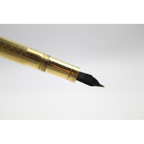 440 - Vintage MABIE TODD Swan Self Filler Gold Plate Fountain Pen w/ 14ct Nib WRITING