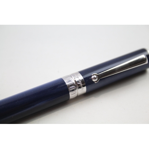 442 - MONTEGRAPPA Emblema Blue Rollerball Pen w/ .925 Sterling Mounts (28g)