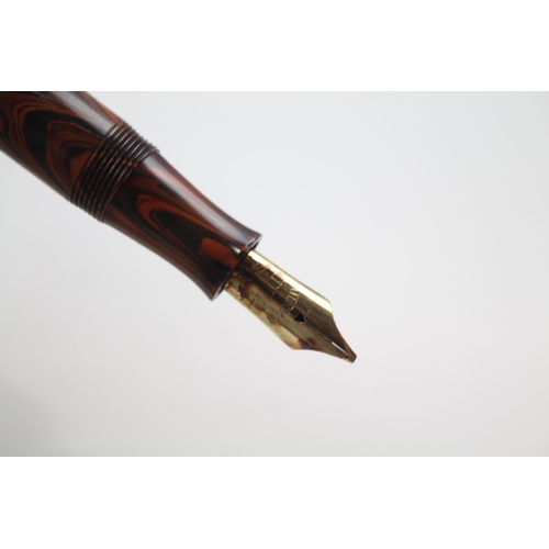 447 - Vintage WATERMAN Ideal Wood Effect Fountain Pen w/ 9ct Banding WRITING (20g)