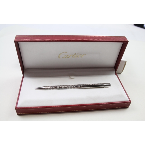 448 - Santos De CARTIER Palladium Finish 'C' Motif Ballpoint Pen / Biro WRITING Boxed