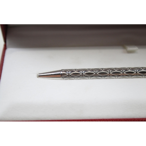 448 - Santos De CARTIER Palladium Finish 'C' Motif Ballpoint Pen / Biro WRITING Boxed