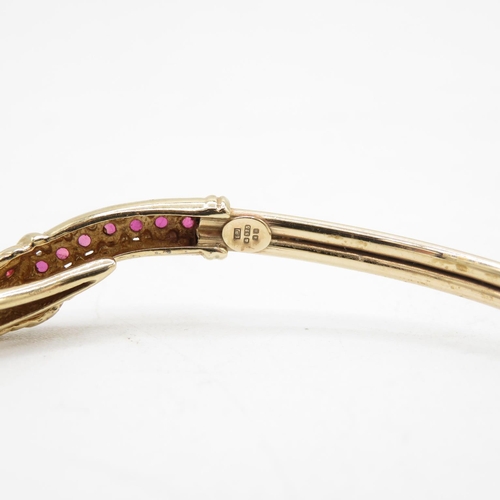 2 - 9ct gold ruby snake bangle (7.4g)