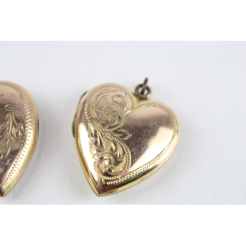 20 - 2 x 9ct gold back & front heart locket pendants (1.9g)