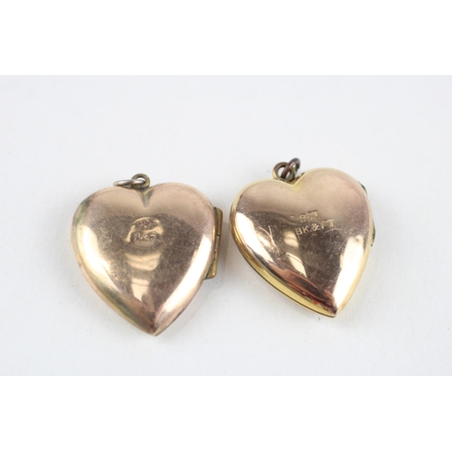 20 - 2 x 9ct gold back & front heart locket pendants (1.9g)