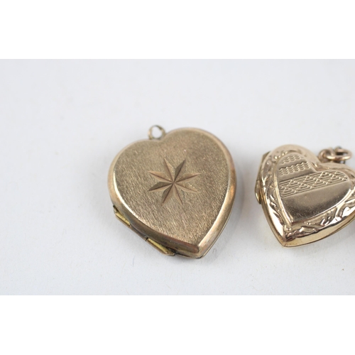 21 - 3 x 9ct gold back & front heart locket pendants (9.5g)