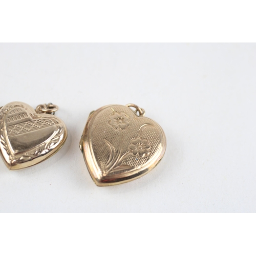 21 - 3 x 9ct gold back & front heart locket pendants (9.5g)