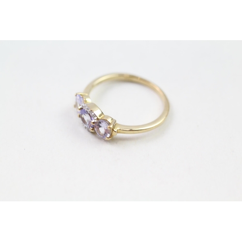 23 - 9ct gold tanzanite & diamond dress ring (1.9g) Size  N 1/2