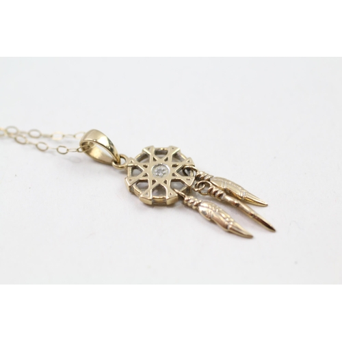 30 - 9ct gold diamond dreamcatcher necklace (1.8g)