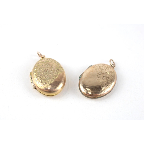 100 - 2x 9ct gold back & front patterned lockets (7.5g)