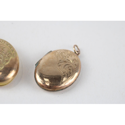 100 - 2x 9ct gold back & front patterned lockets (7.5g)