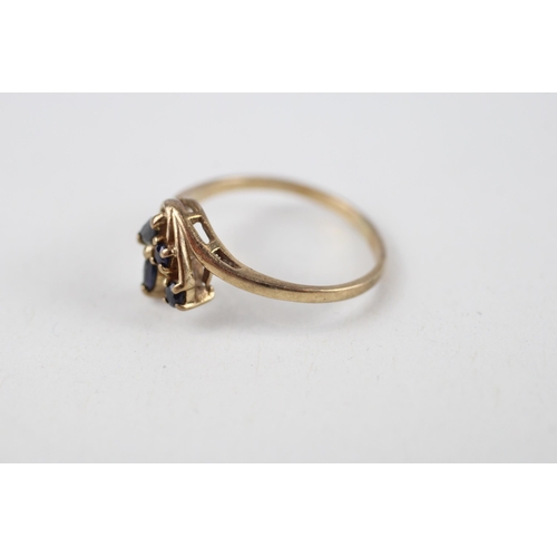 11 - 9ct gold vintage sapphire dress ring (1.4g) Size  L