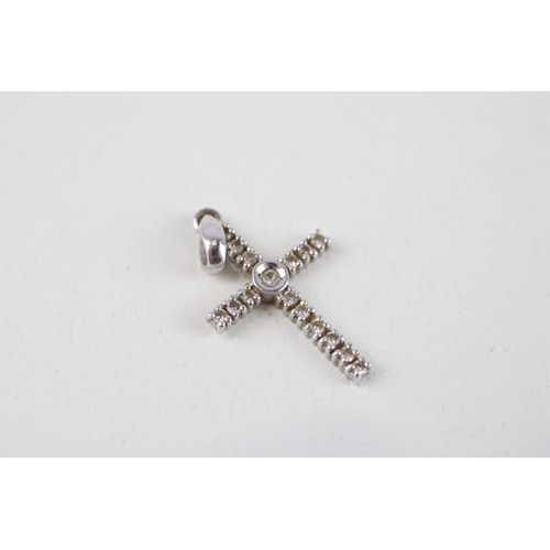 115 - 2x 9ct white gold diamond cross pendants (2.1g)