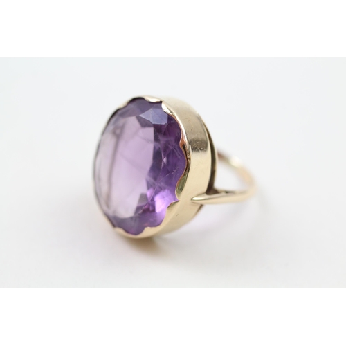 17 - 9ct gold amethyst dress ring (8g) Size  O 1/2