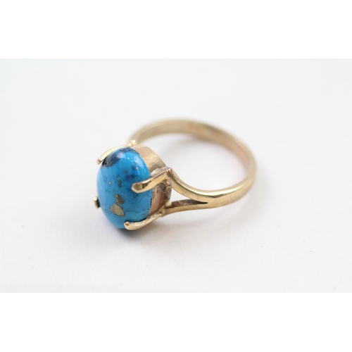 18 - 9ct gold blue gemstone dress ring (5g) Size  R