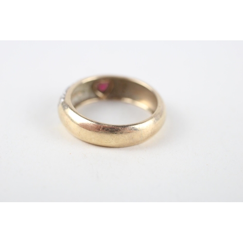 2 - 9ct gold ruby & diamond 'Love' ring (3.1g) Size  N