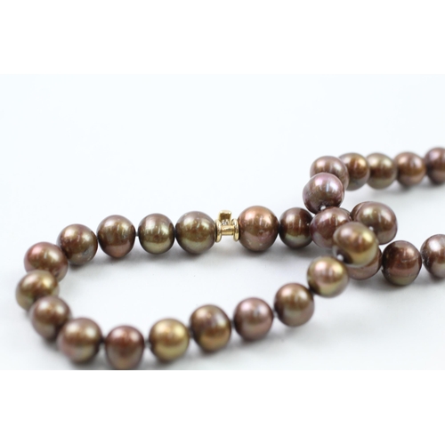 30 - 2x 14ct gold cultured pearl bracelet & necklace set (72.9g)