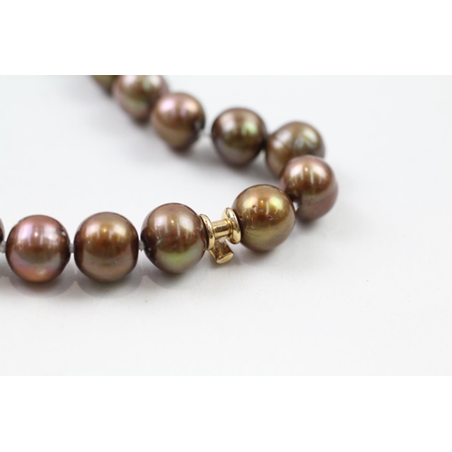 30 - 2x 14ct gold cultured pearl bracelet & necklace set (72.9g)