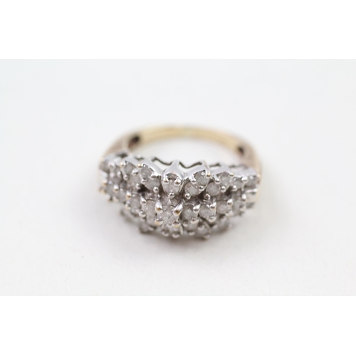 35 - 9ct gold diamond cluster ring (5.5g) Size  O