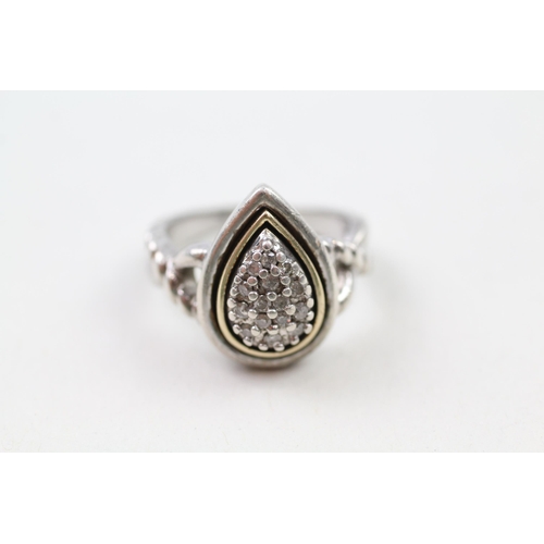 37 - 14ct gold & 925 silver diamond dress ring (7.2g) Size  N