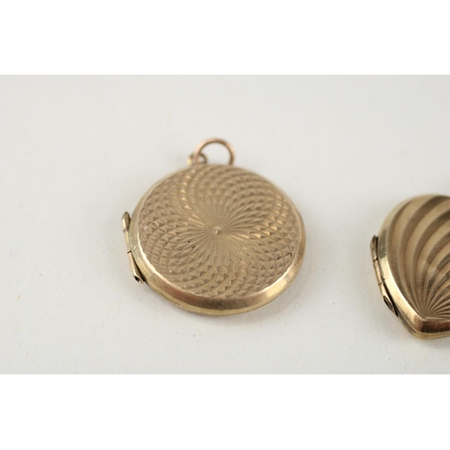 44 - 3x 9ct gold back & front patterned lockets (11.3g)