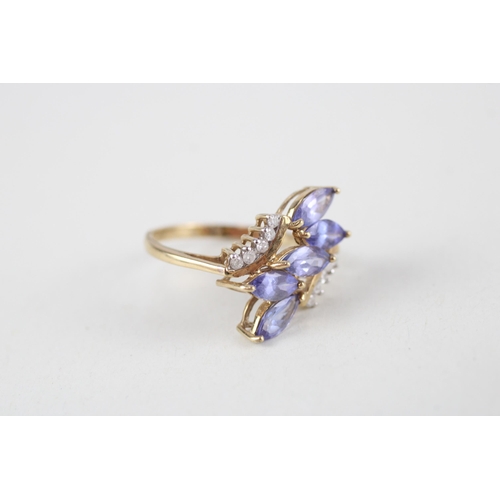 49 - 9ct gold tanzanite & diamond dress ring (2.5g) Size  O