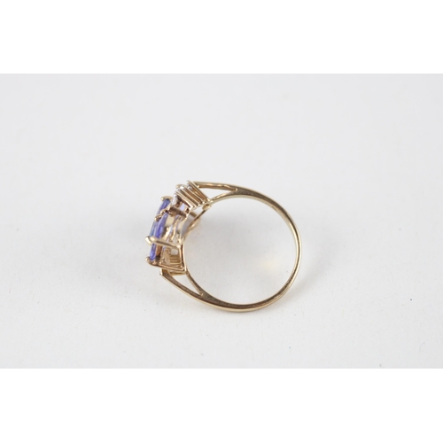 49 - 9ct gold tanzanite & diamond dress ring (2.5g) Size  O
