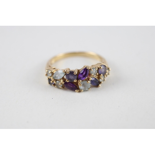 60 - 9ct gold multi gemstone dress ring (3g) Size  N