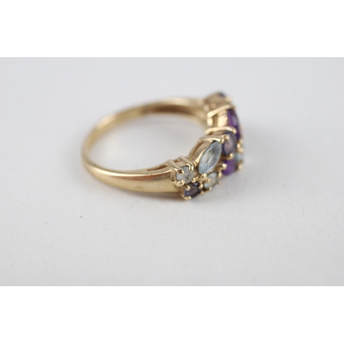 60 - 9ct gold multi gemstone dress ring (3g) Size  N