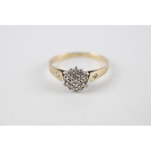 62 - 9ct gold vintage diamond cluster ring (2.5g) Size  R