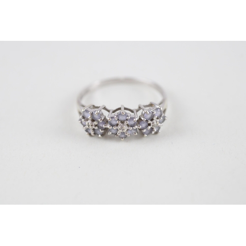 67 - 9ct white gold iolite & diamond dress ring (2g) Size  Q