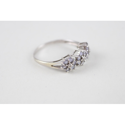 67 - 9ct white gold iolite & diamond dress ring (2g) Size  Q