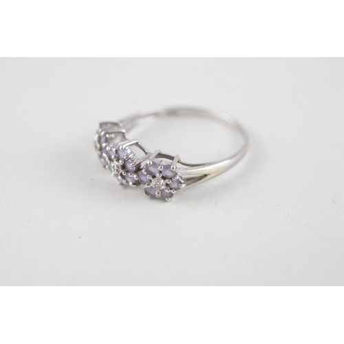 67 - 9ct white gold iolite & diamond dress ring (2g) Size  Q