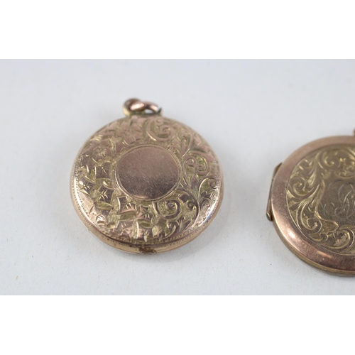 71 - 2x 9ct gold back & front patterned lockets (11.8g)