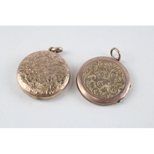 71 - 2x 9ct gold back & front patterned lockets (11.8g)