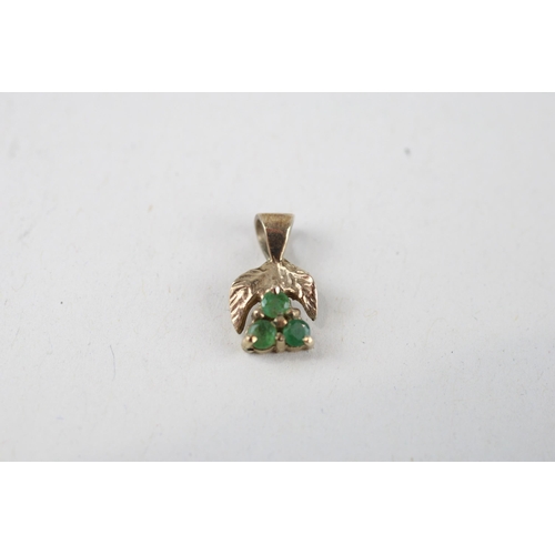 75 - 2x 9ct gold emerald & diamond pendants (1.5g)