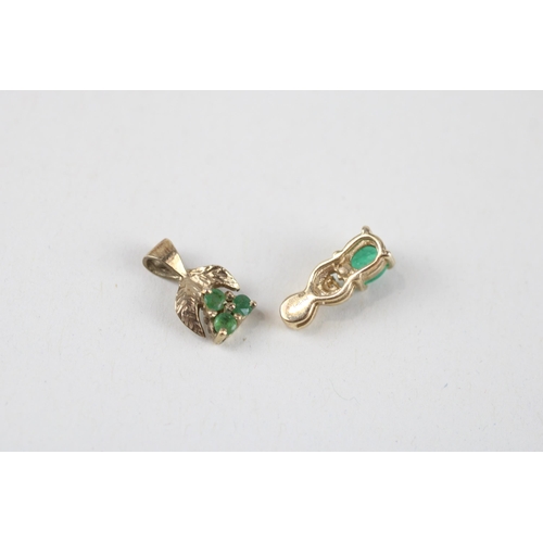 75 - 2x 9ct gold emerald & diamond pendants (1.5g)