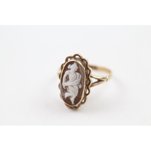 81 - 9ct gold shell cameo dress ring (3g) Size  P