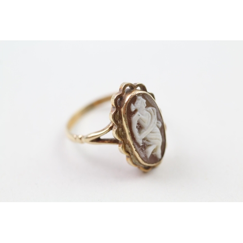 81 - 9ct gold shell cameo dress ring (3g) Size  P