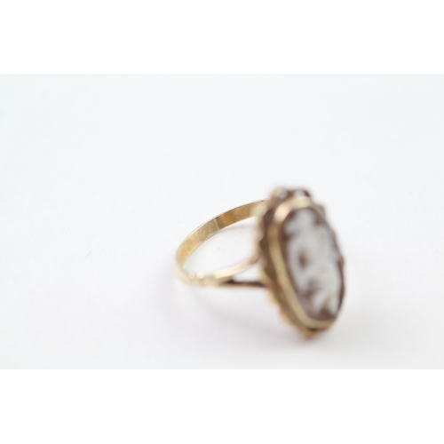 81 - 9ct gold shell cameo dress ring (3g) Size  P