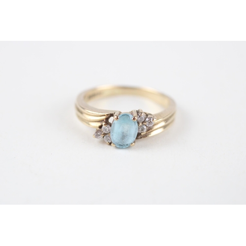9 - 9ct gold blue topaz & cubic zirconia ring (3.1g) Size  N