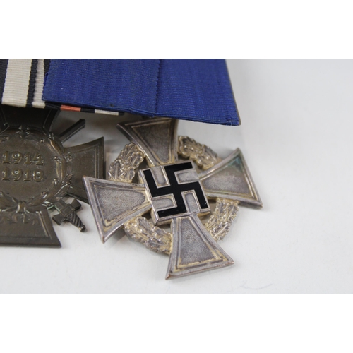 268 - Mounted German WW.1 - WW.2 Long Service Medal Group Inc Iron Cross 2nd Class Etc