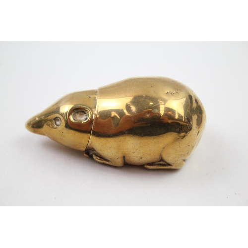 274 - Antique /  Vintage Novelty Brass 'Mouse' Vesta / Match Case (24g) ( missing tail and glass eyes)