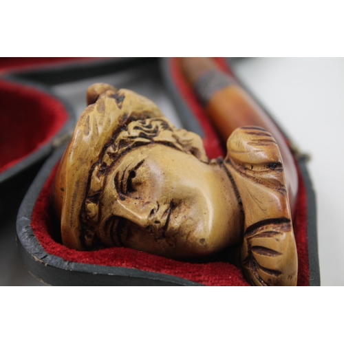 275 - Antique Late Victorian Carved Meerschaum Smoking Pipe In the Form of a Lady 62g