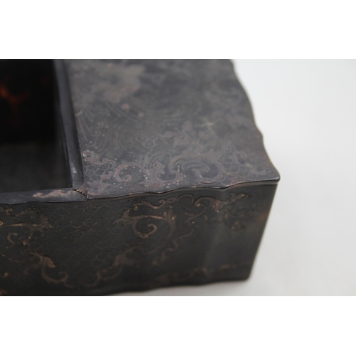 280 - Antique 19th Century French Tortoiseshell 4ct Gold Plique Twin Compartment Box