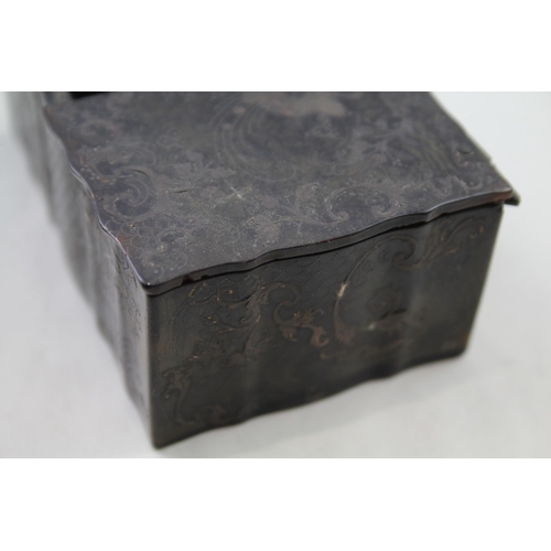 280 - Antique 19th Century French Tortoiseshell 4ct Gold Plique Twin Compartment Box