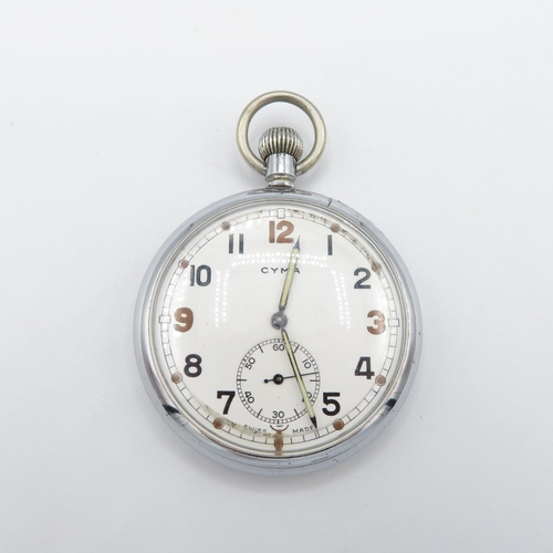 294 - CYMA G.S.T.P Miiitary Pocket Watch.  Runs but not time tested